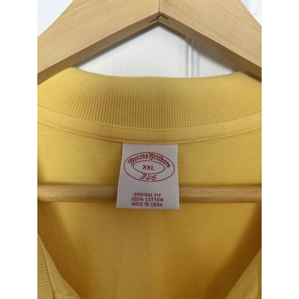 Brooks Brothers Polo Shirt Mens 2XL Yellow Golf Summer Casual Logo - Picture 2 of 8